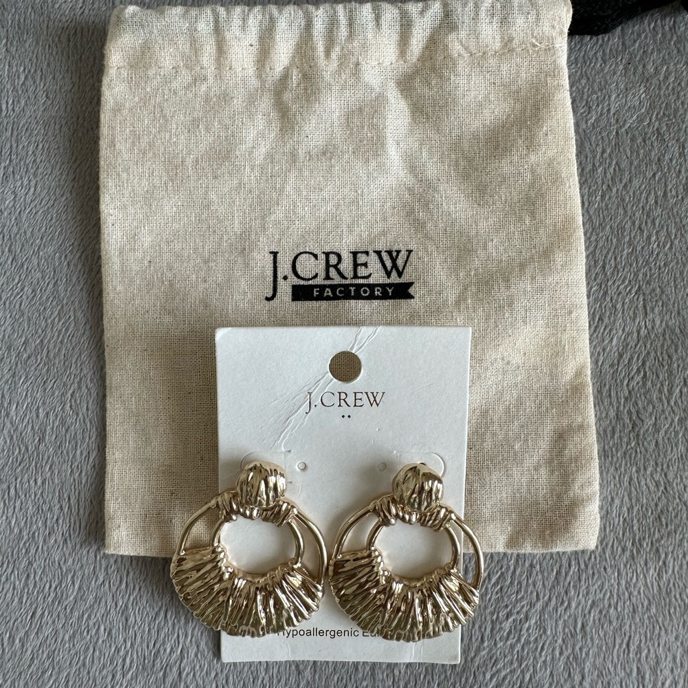 J. Crew Gold Plated Textured Statement Earrings